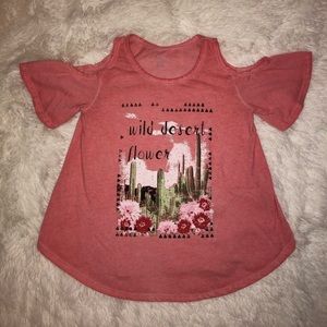 GIRLS Open shoulder desert pink shirt